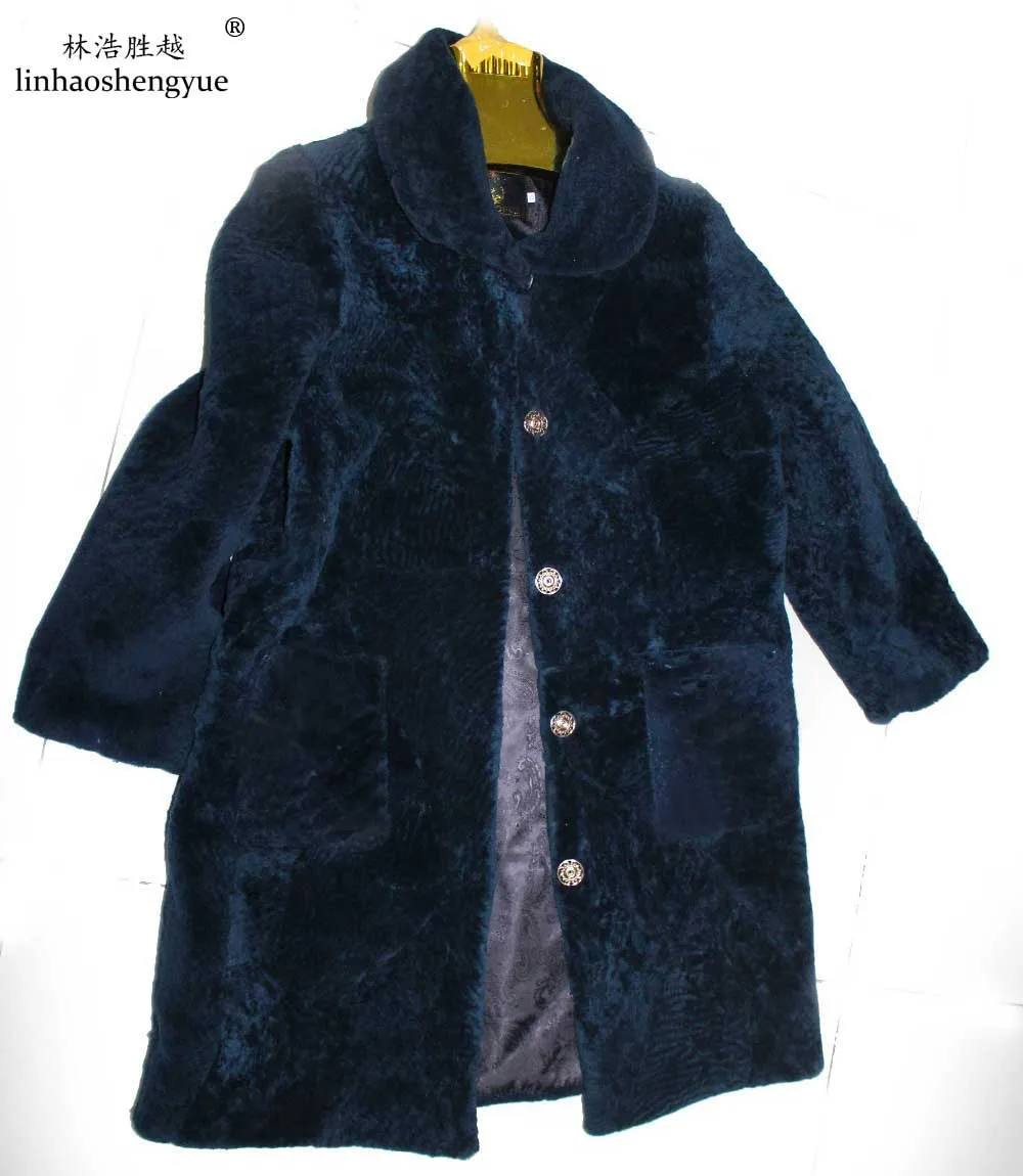 Linhaoshengyue fashion real fur Sheep shearing fur women coat sheep, winter warm , with collar