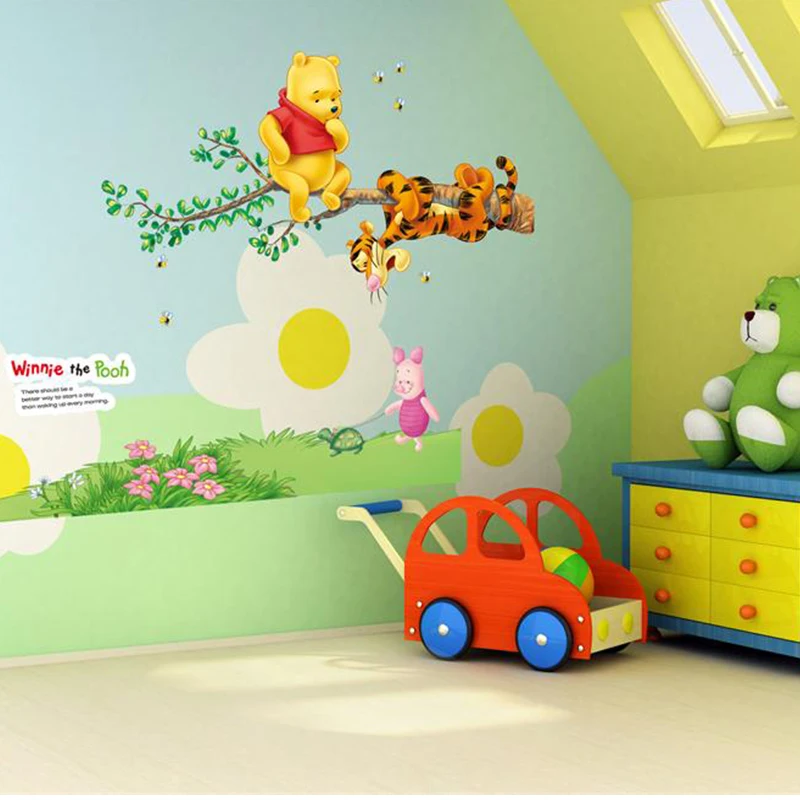Online Whole Winnie Pooh Wallpaper From China Cartoon Animals Winnie Pooh Wall Stickers For Kids Children Room Decaor Window Bear Tiger Height