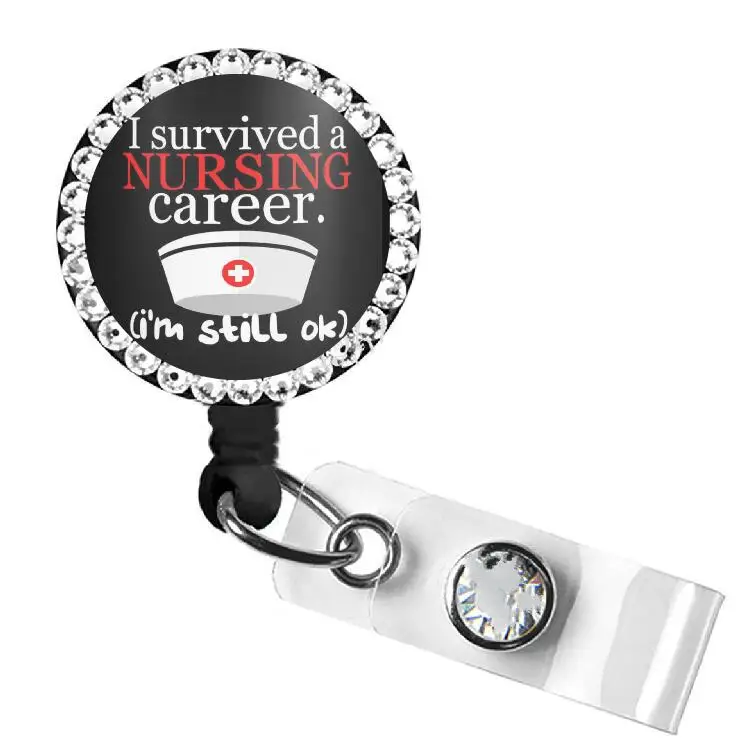 

I Survived a Nursing Career, I'm Still OK Retractable id badge reel with swivel clip 10pcs/lot