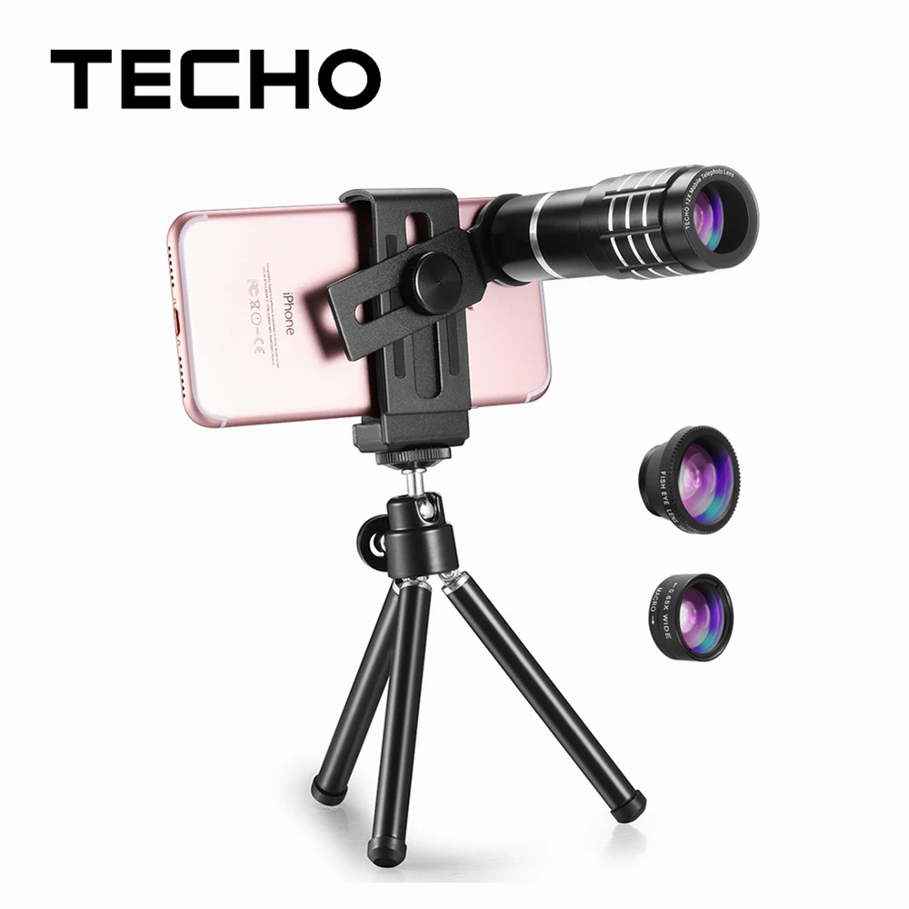 TECHO 12X Zoom Lens Universal Clip Holder 12X Telephoto