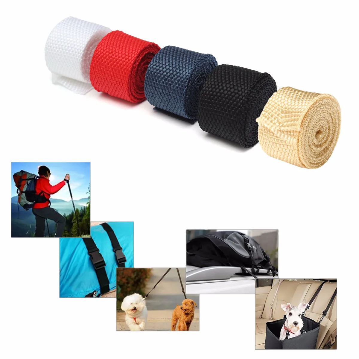 

25mmx1M Nylon Webbing Straps DIY Pet Rope Sewing Crafts Backpack Bags Belt Webbing Tape Knapsack Strapping Safety Belt