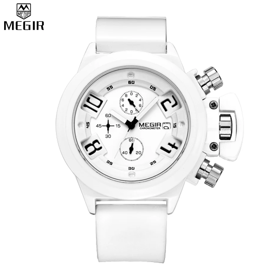 

Bijouterie Erkek Saat Men Watch Multi-Function MEGIR Business Watch Calendar Led Chronograph Top Quality Watch Relogio Masculino