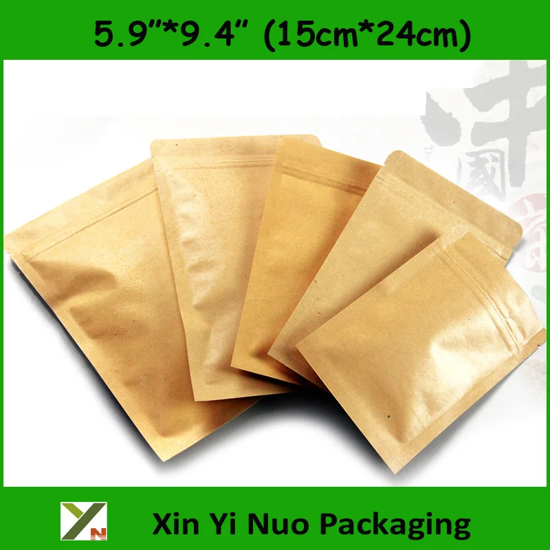 

Free Shipping 100pcs/lot 15cm*24cm*140mic High Quality Kraft Paper Food Bag Candy Shopping Bags Food Saver Wholesaler