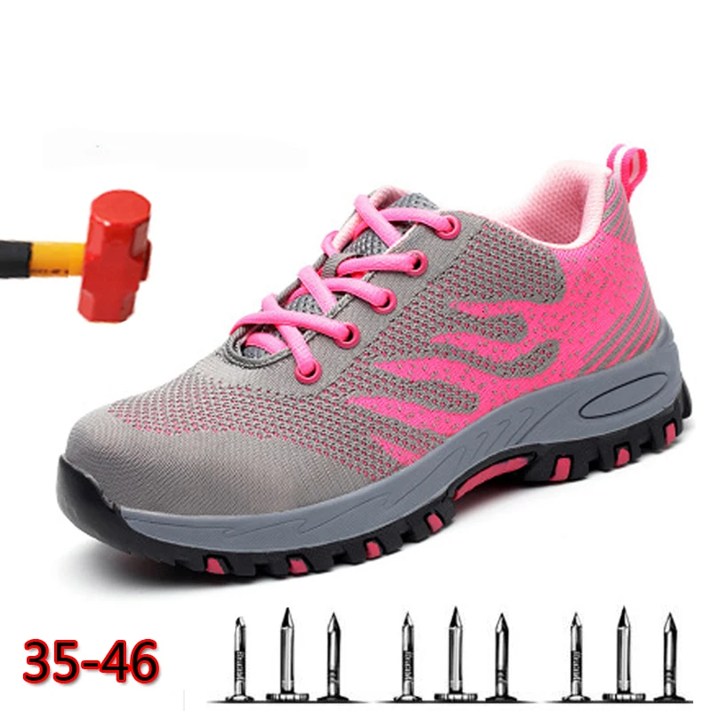 

Steel Toe Work Women Work Boots For Mesh Women Lightweight Breathable Anti-smashing Non-slip Protective Safety Shoes SIZE-40