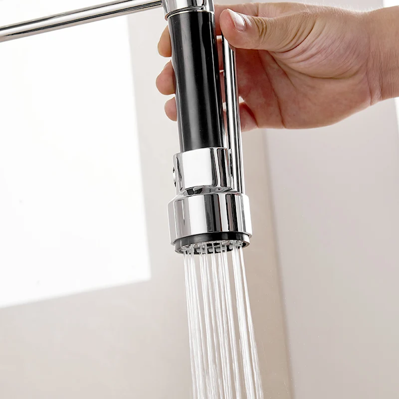 FLG Wall Mounted Kitchen Faucet with LED, Pull Down Sprayer, and 360° Swivel | AEG990-99C image 6