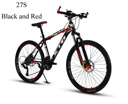 Bike bicicleta bisiklet bicycle 24"/26" Moutain Bike Double Disc Brake 27 Variable Speed Damping Fork - Цвет: Black and Red