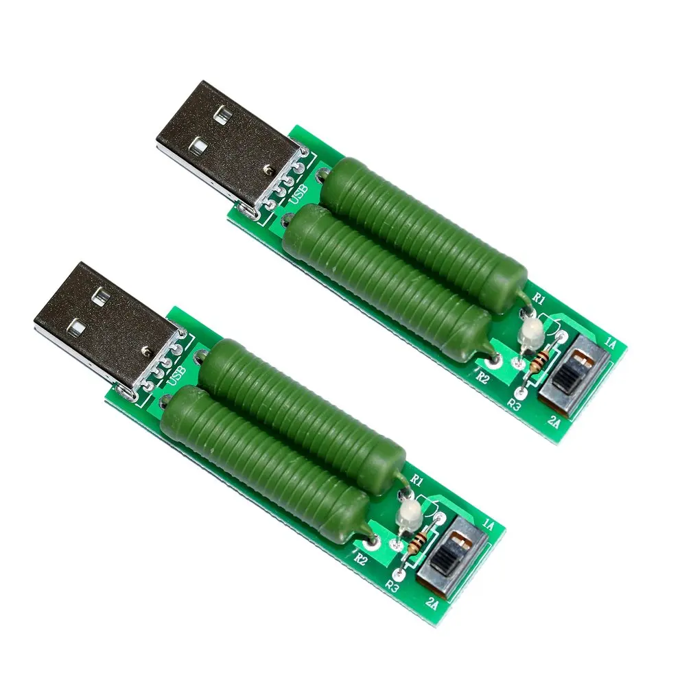 2Pcs 10W USB Load Resistance Mobile Power Aging Testing Resistors 2A 1A USB Port Current Voltage Meter Tester Adapter Dropship