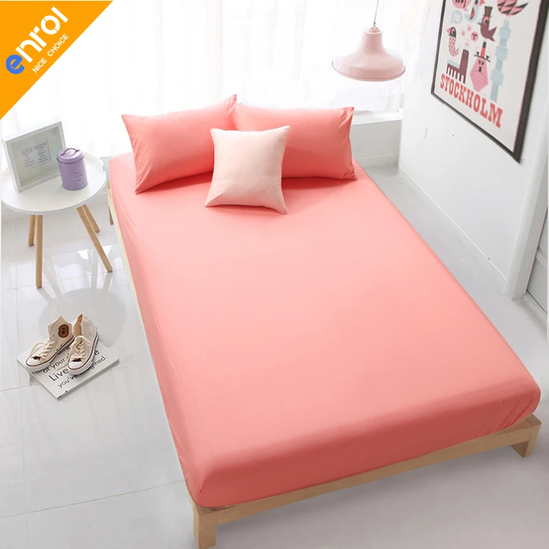  100% Cotton 1 piece Solid Bed Sheet Bed Cover Bedsheet Fitted Sheet Mattress Cover pillowcase Black