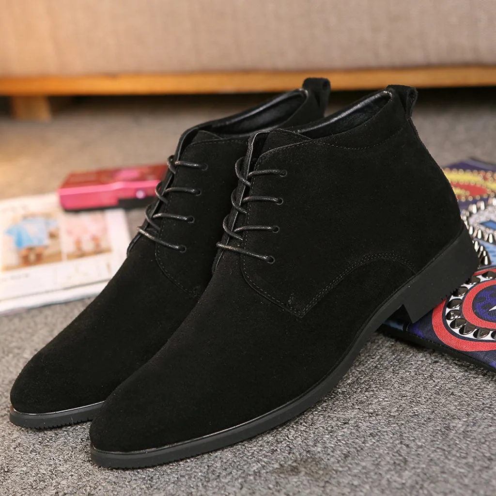 Замшевые мужские ботинки; оксфорды; вельветовые повседневные высокие туфли; Цвет хаки; мужские ботинки с острым носком на низком