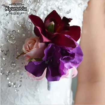 

Kyunovia Wedding Prom Corsage Bracelet Wedding boutonniere Bride Wrist Corsages Groom Bridesmaid Groomsmen Boutonniere FE13