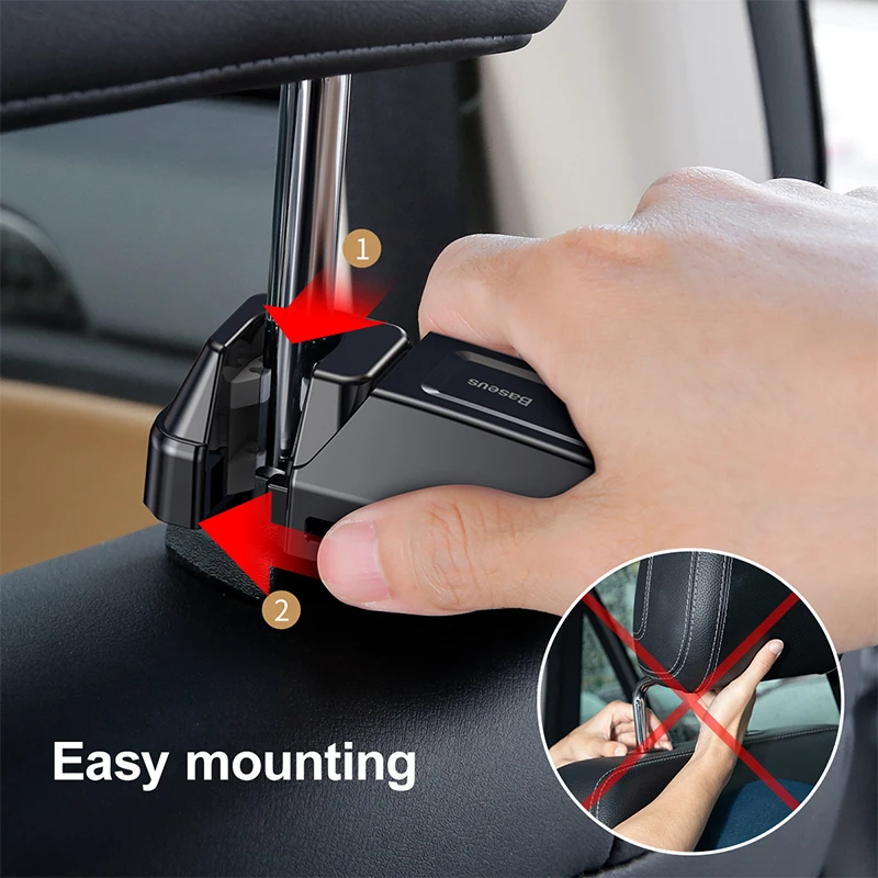 Baseus Car Phone Holder Headrest Hooks for iPhone Huawei Back Seat Hook Car  Mount Holder Fastener Seat Back Organizer Bag Hanger