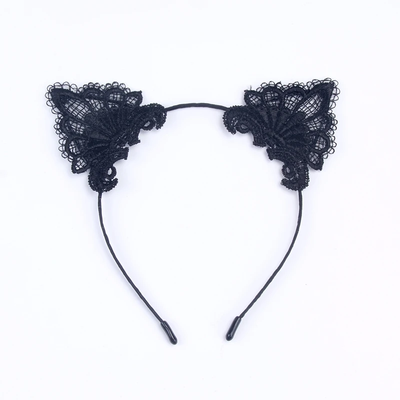 Black White Red Blue Sexy Lace Cat ears Hairband For Women Girls