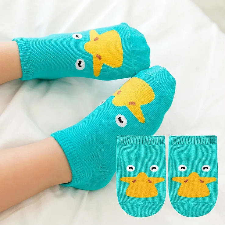 Children's socks animal cartoon cotton happy boys girls sock kids boat socks baby non-skid floor socks - Color: Blue