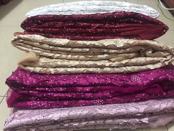 

2018 Latest French Laces Fabrics High Quality Applique Rhinestones Tulle African Laces Fabric Wedding African French Tulle Lace