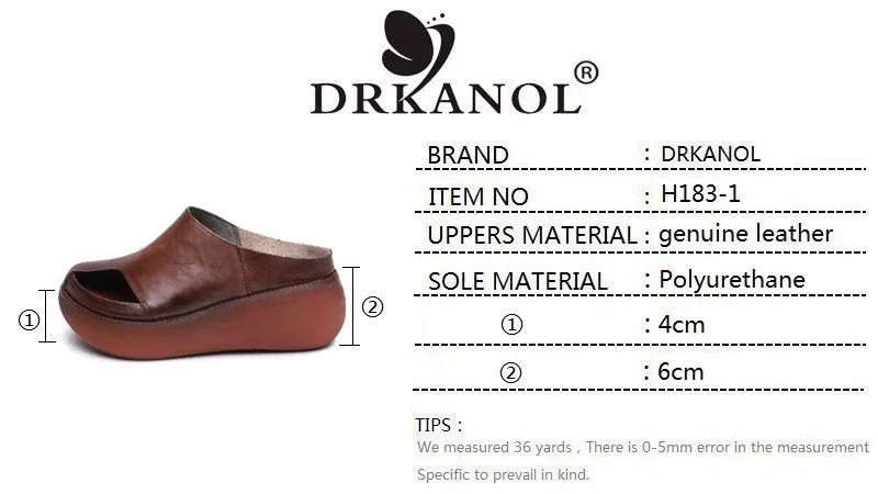 DRKANOL/летние шлепанцы; женская повседневная обувь; коллекция года; шлепанцы ручной работы из натуральной кожи на танкетке в стиле ретро; шлепанцы с открытым носком на высоком каблуке