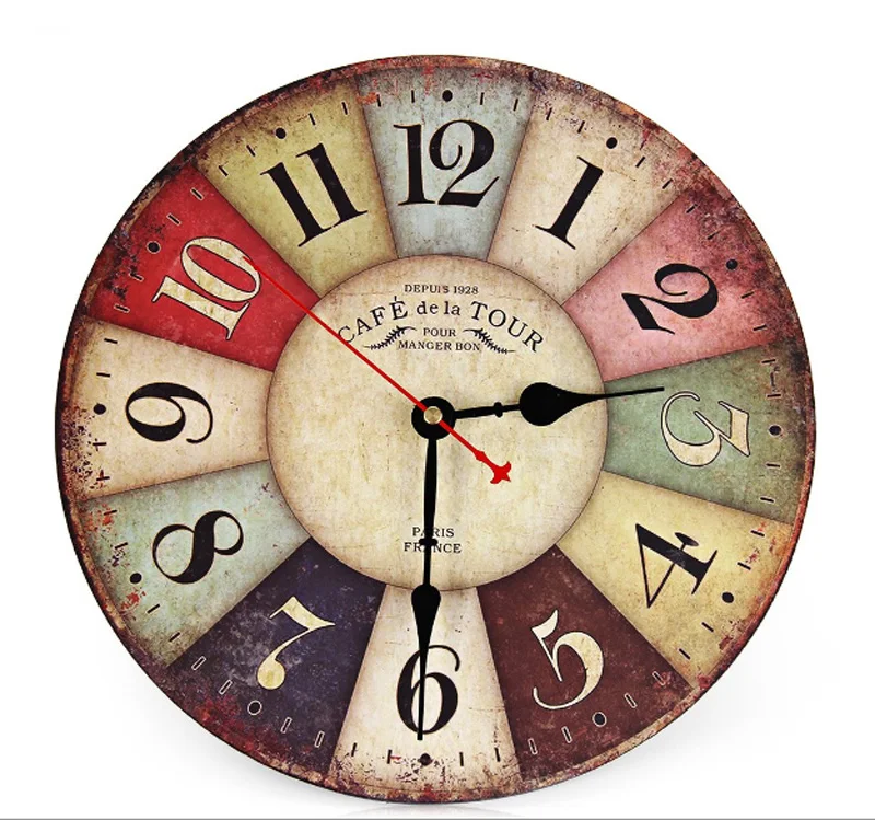 Best Sale New Large Wooden Wall Clock Round Vintage France Paris