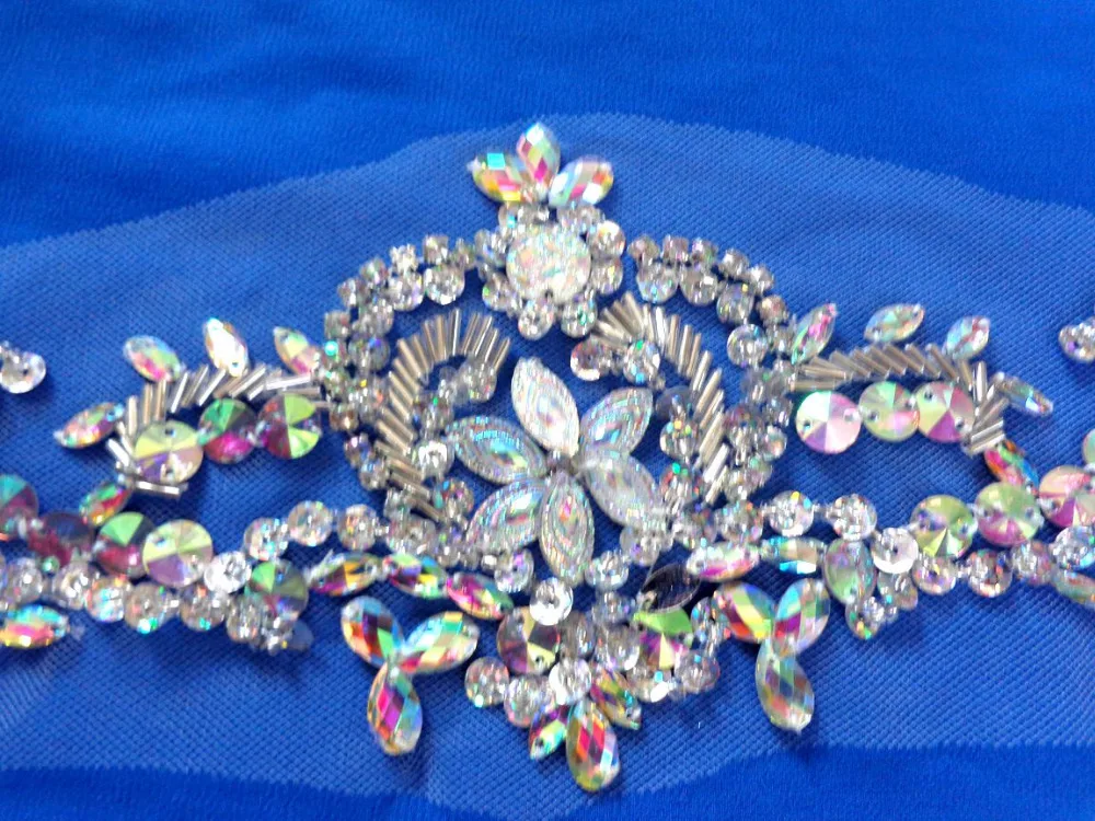 Hand Made Trim Crystal Patches Clear Ab Colour Sew On Sequins