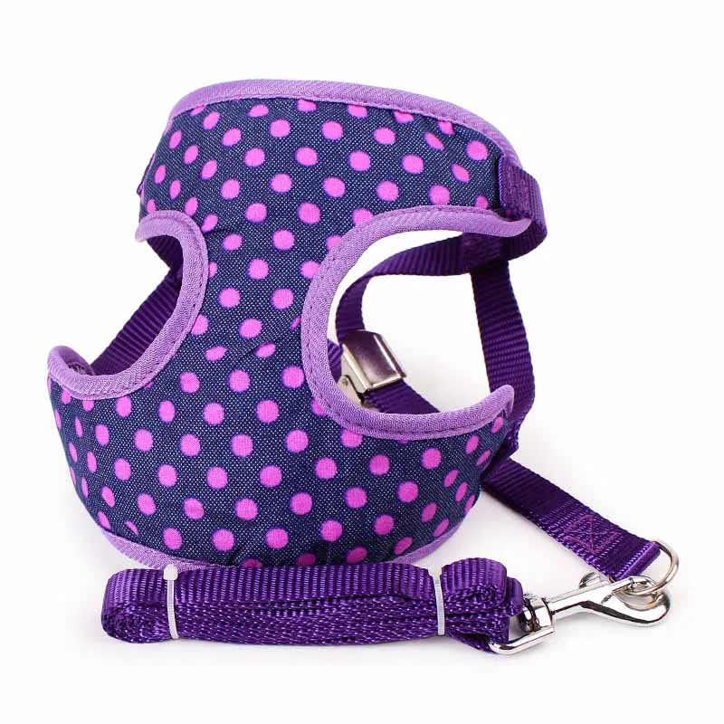 Pet Cat Small Dog Harness Quick Release No Pull Dog Harness Leash Set Cute Dot Puppy Soft Mesh Padded Vest Pet Leads7