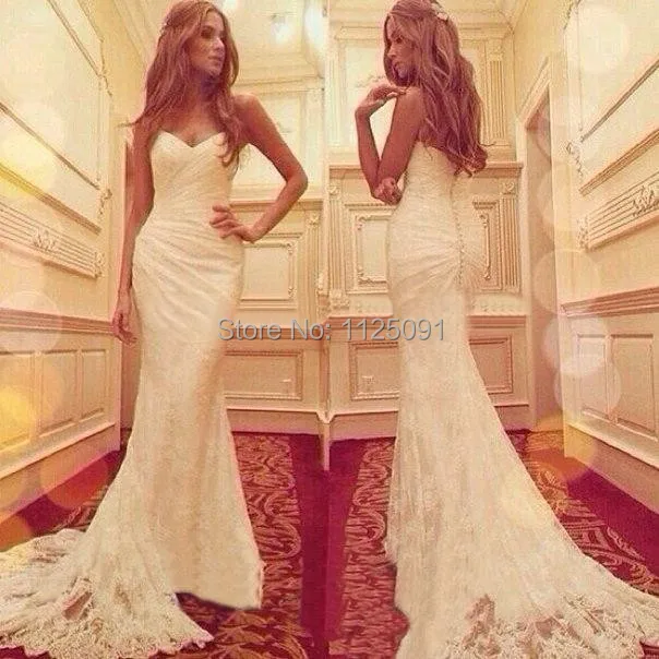 

2019 Newest Design Elegant Lace Mermaid Wedding Dresses Full Lace Modern Open Back Bridal Gowns Vestido de Noiva