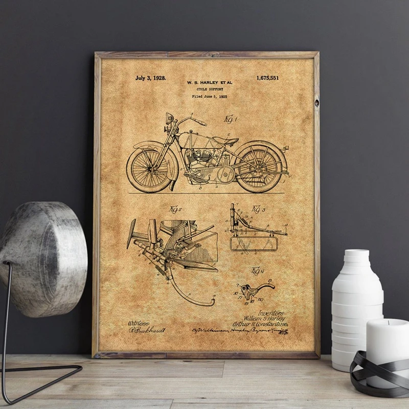 Motorcycle patent canvas prints