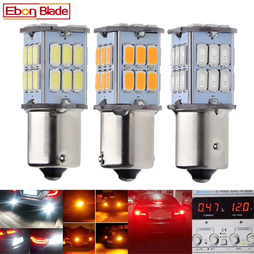 

2Pcs S25 1156 BA15S P21W LED Car Light Truck Brake Revere Turn Signal Bulb Amber White Red Lamp 12v 24v lampada Auto Accessorie