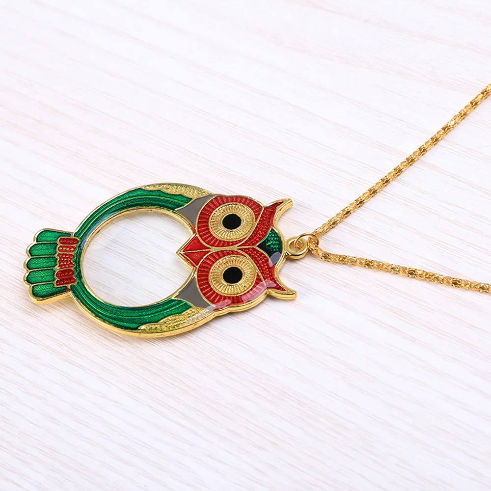 Новое поступление Susenstone 2019 Лупа Кулон Сова Necklace10x увеличительное стекло монокль
