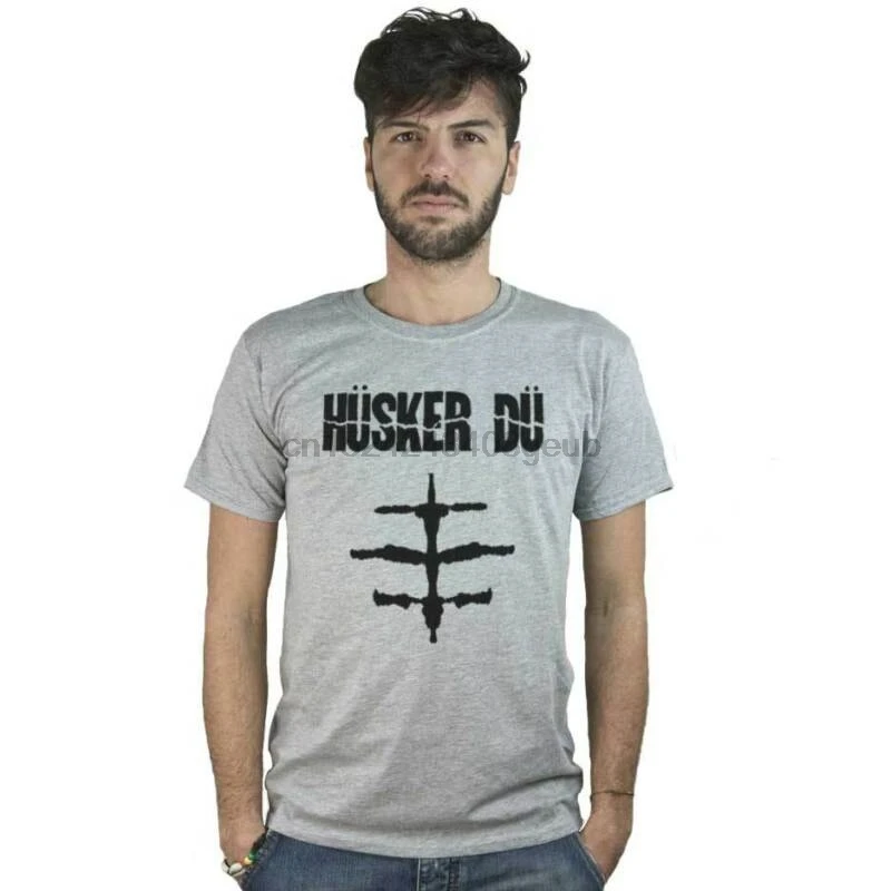 Футболка Husker Du maglietta grigia логотип Hardcore Панк Альтернатива рок | Мужская одежда