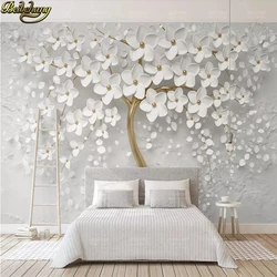 beibehang custom White flower big tree Photo mural Wallpaper Living Room Bedding Room Landscape Wall Decor Embossed Wall paper