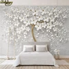 beibehang custom White flower big tree Photo mural Wallpaper Living Room Bedding Room Landscape Wall Decor Embossed Wall paper ► Photo 1/4