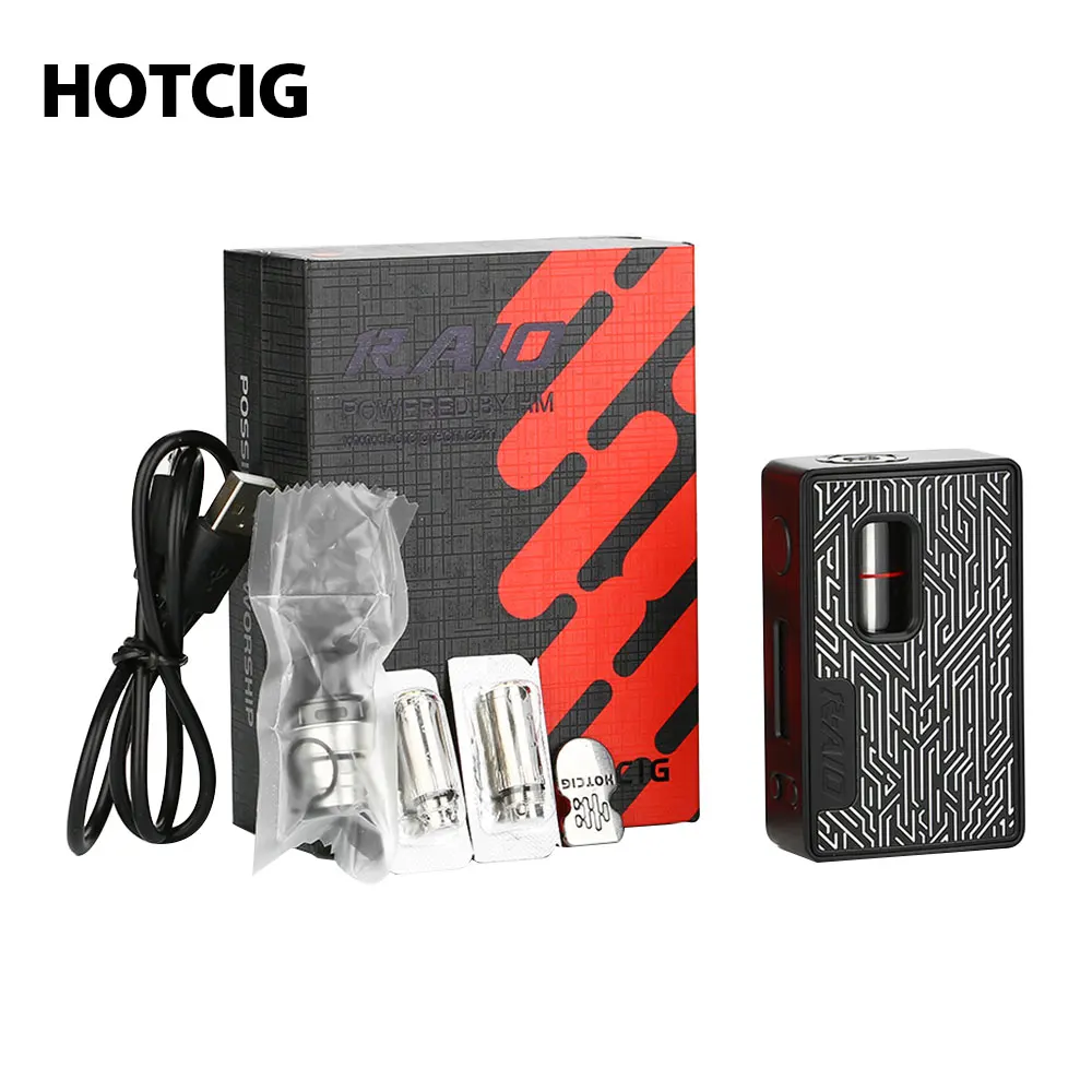 Оригинальный Hotcig R-AIO TC комплект с 0,9 дюймовым экраном и макс. 80 Вт 0,8 мс быстрая скорость стрельбы E-cig Mod Box vs Hotcig G100/Gen Mod