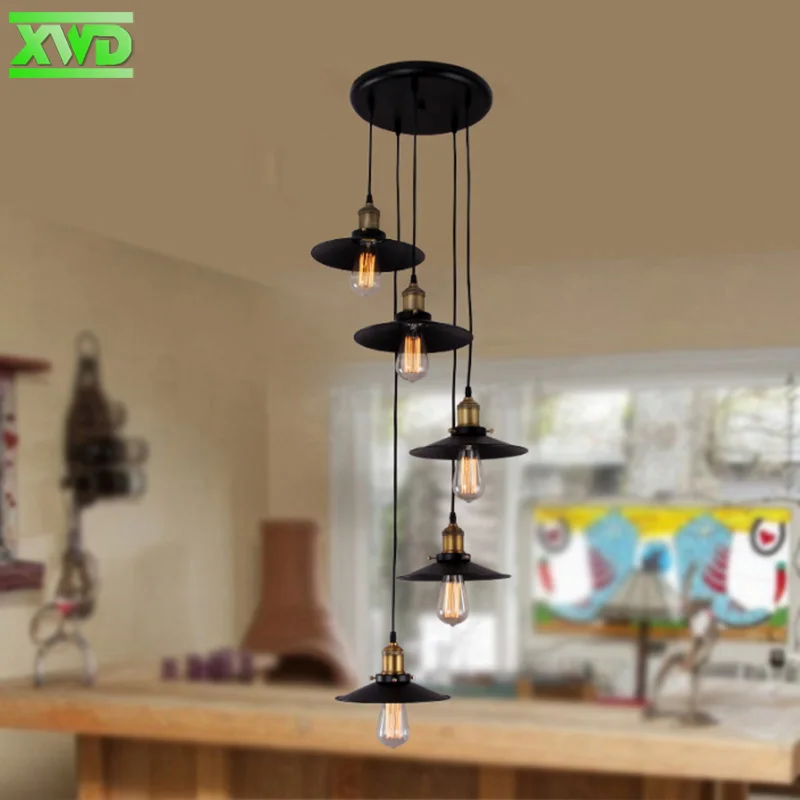 

Vintage 5 Head Iron Pendant Lamp Coffee House/Dining Hall/Foyer/Shop Indoor Lighting E27 Lamp Holder 110-240V Free Shipping