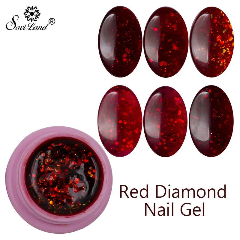 Saviland 8ml Hot Sales 3D Red Diamond Hybrid Glitter UV LED Nail Gel Nail Art Manicure