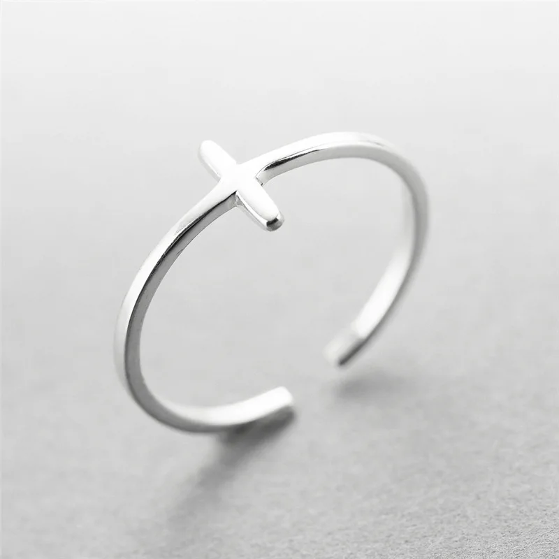 cross Rings 100% Sterling 925 silver Jewelry Vintage Adjustable rings for women girl gift