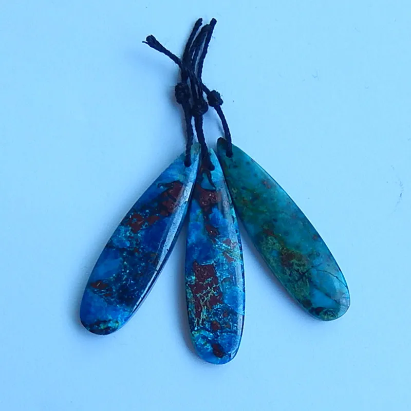 

New Design 3pcs Chrysocolla Pendant for Making Necklace,semiprecious birthday present jewelry,41x11x4mm,10g