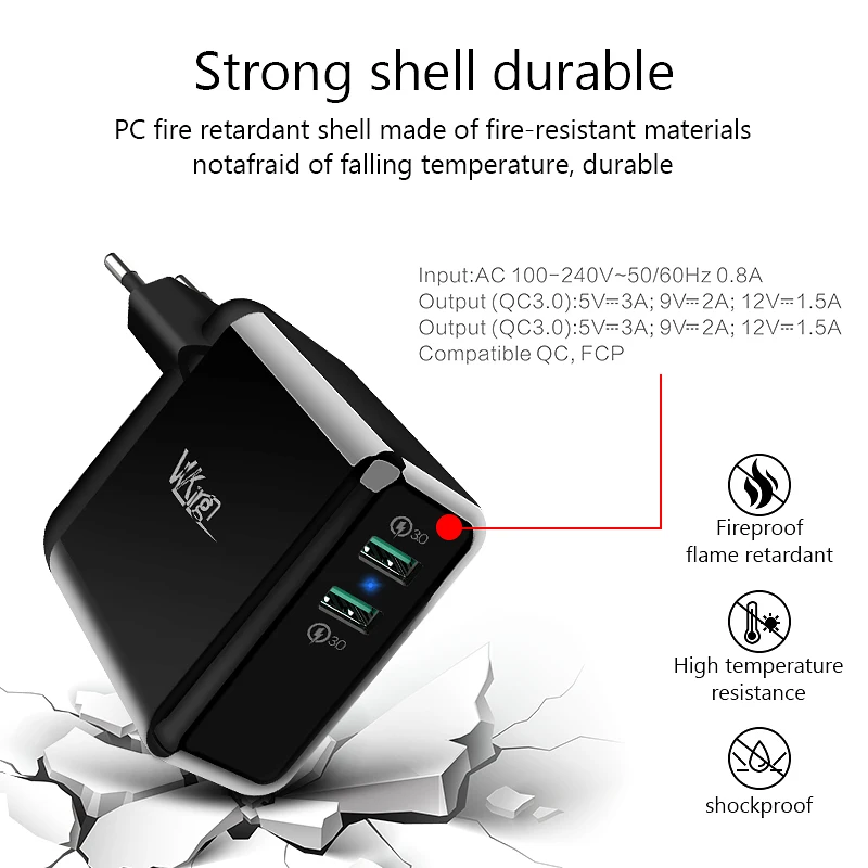 VVKing USB быстрое зарядное устройство 36 Вт двойной Quick Charge 3,0 для iPhone samsung Galaxy Xiaomi huawei LG QC3.0 зарядка EU/US зарядное устройство для телефона