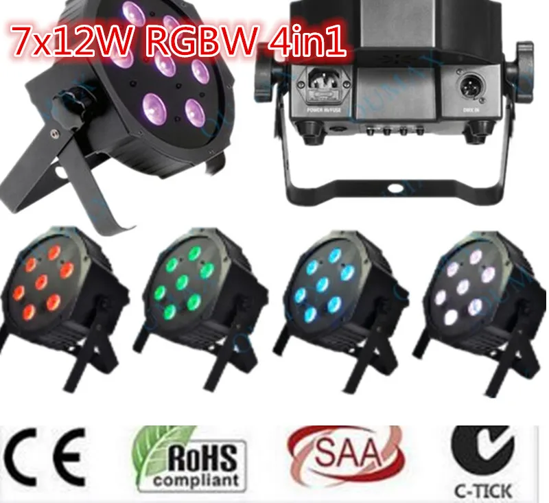 

7x12W LED Flat SlimPar Quad Light 4in1 LED DJ dmx light Wash Light Stage Uplighting No Noise