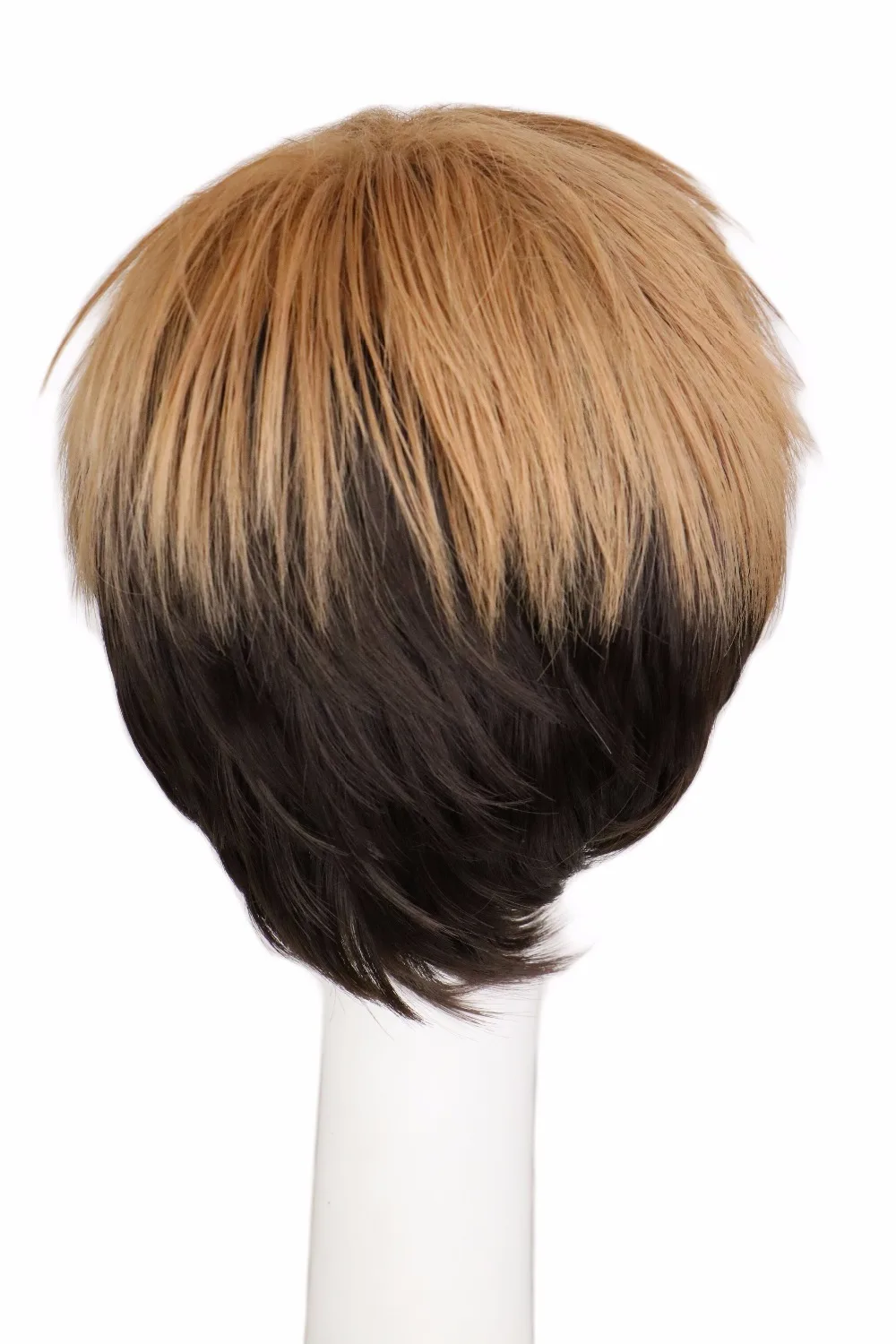 QQXCAIW Short Straight Cosplay Men Boys Mixed Black Brown 30 Cm Synthetic Hair Wigswig wigwig