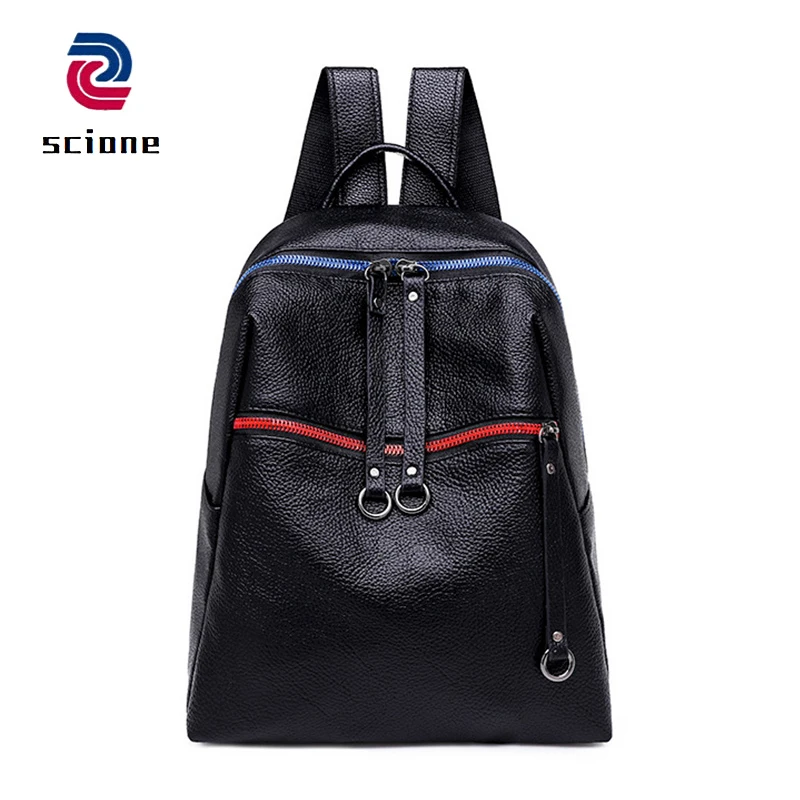 New Design Women Soft Leather Backpack Casual Black School Bag For Girls Fashion Travel Bag Rucksack Tassel Backpacks mochila