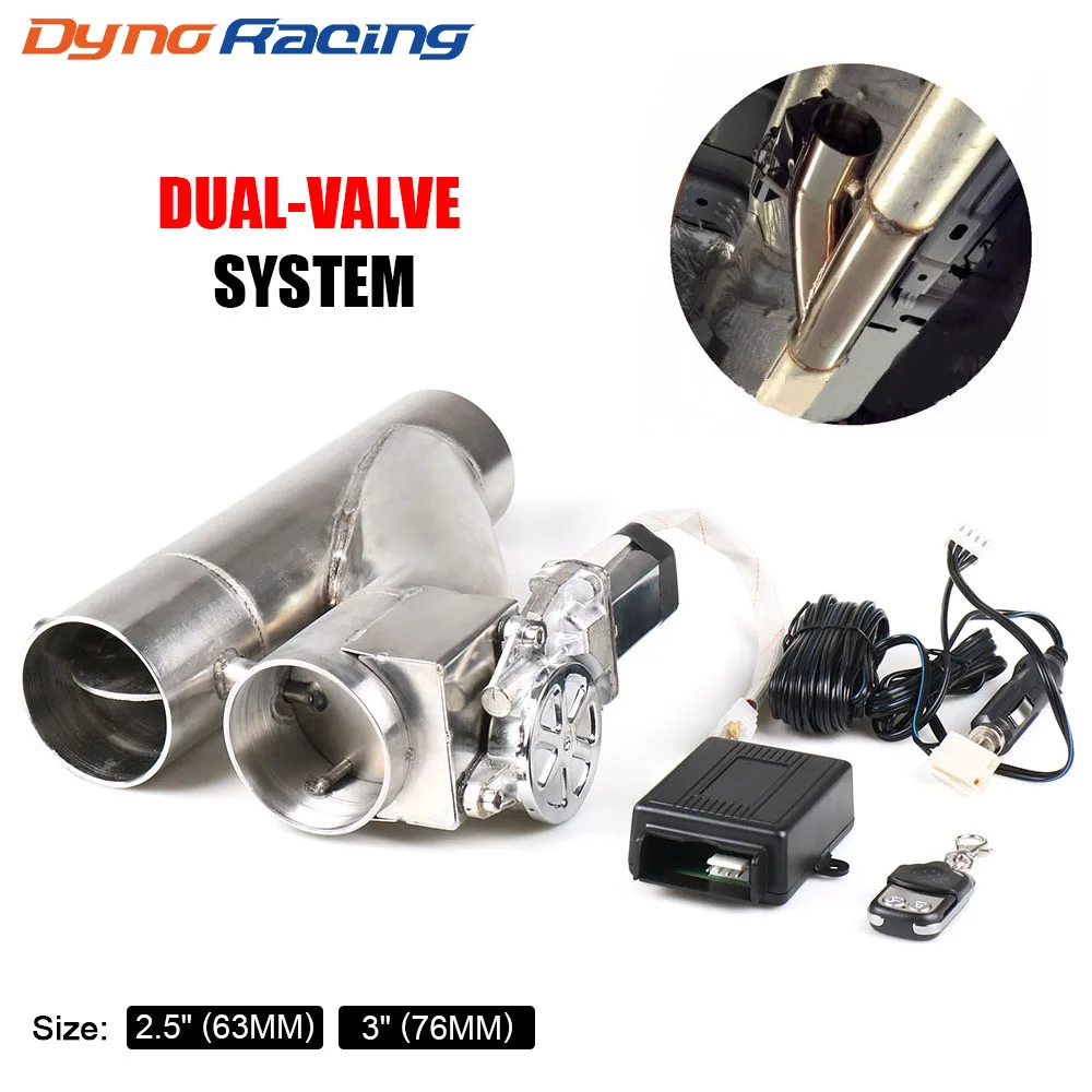 

2.5" 3" Electric Exhaust Cutout Kit Y pipe Exhaust Control Valve With Dual Valve System Switch Remote Control Kit