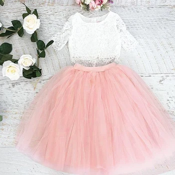 

Children's Girls Clothing Sets Summer Fashion Lace Tassel T-Shirts+Dress 2Pcs Girls Clothes Sets Tutu Kids Clothes Birthday Wear