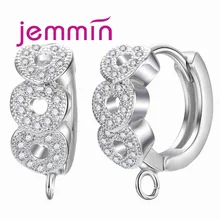 Sang trọng 3 Trái Tim AAA Cubic Zirconia CZ Bông Tai Móc Treo Trang Sức Làm Bông Tai Tròn Treo Tường TỰ LÀM Earings Phụ Kiện(China)