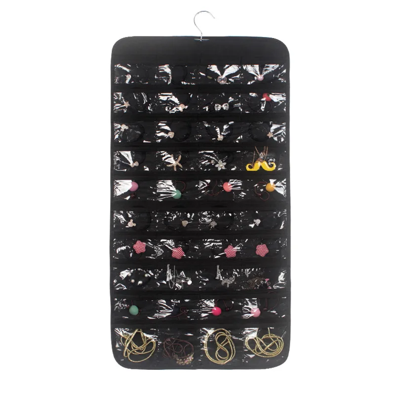 Hot Fashion 80 Compartments Hanging Storage Bag Jewelry Earring Necklace Brooch Bag Closet Display Visible Non-woven Fabrics PVC (7)