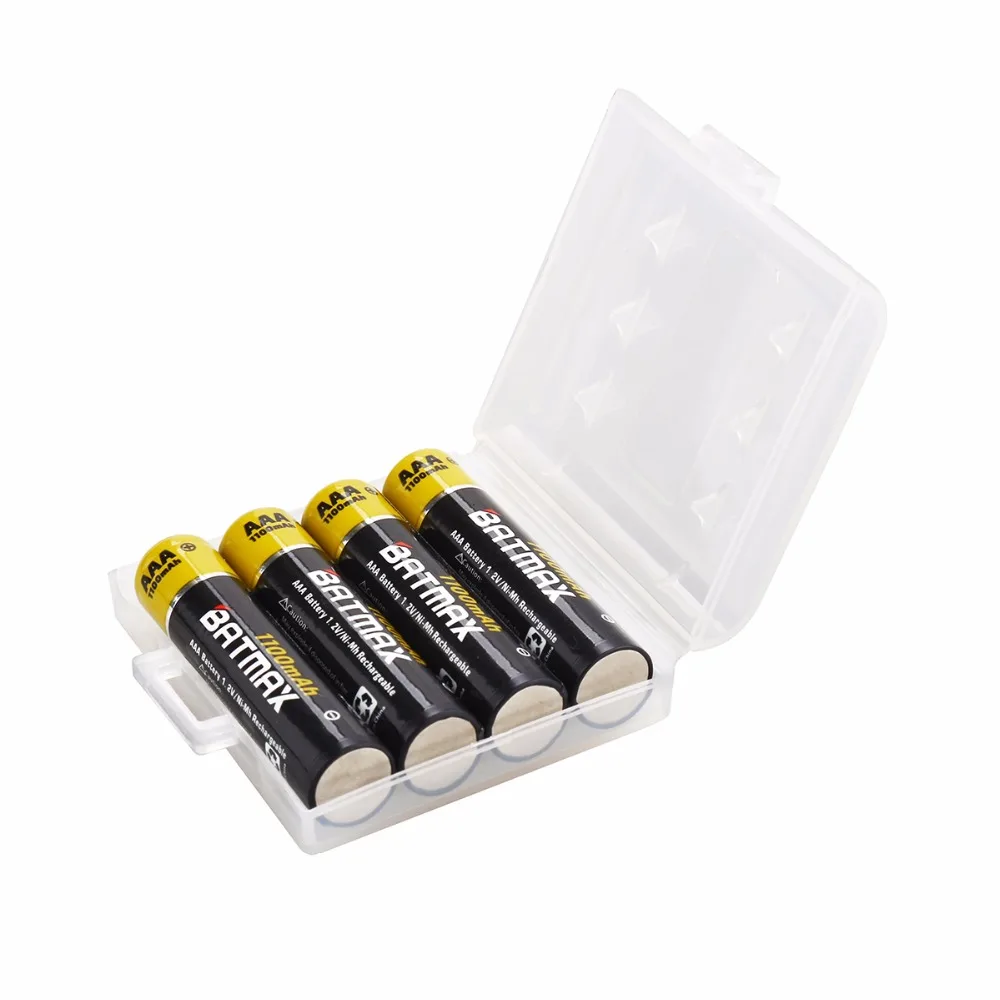 4Pcs 1100mAh AAA Ni MH Rechargeable Batteries for AAA Batteries(Case