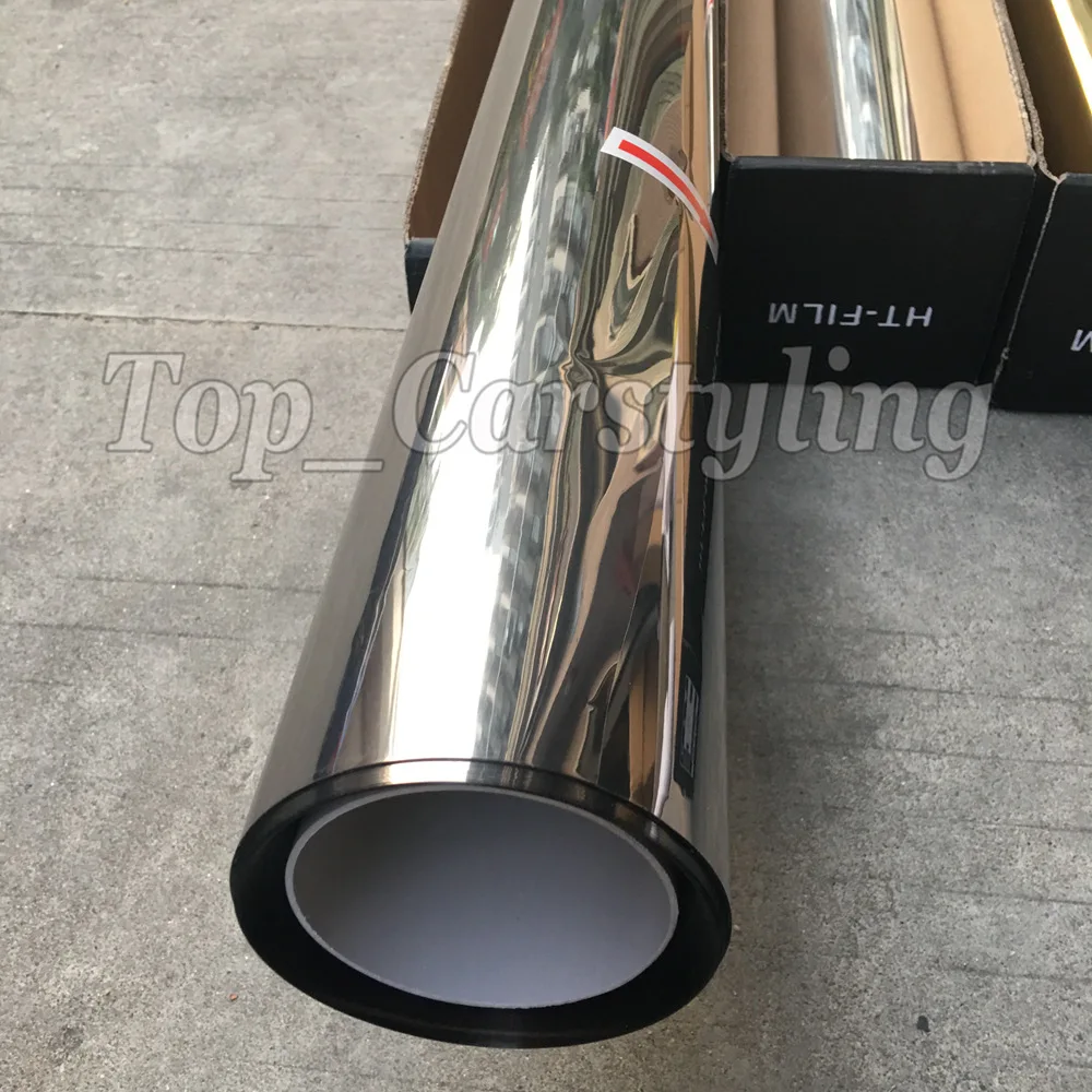 one way silver mirror chrome window tint film solar foil vinyls  (2)