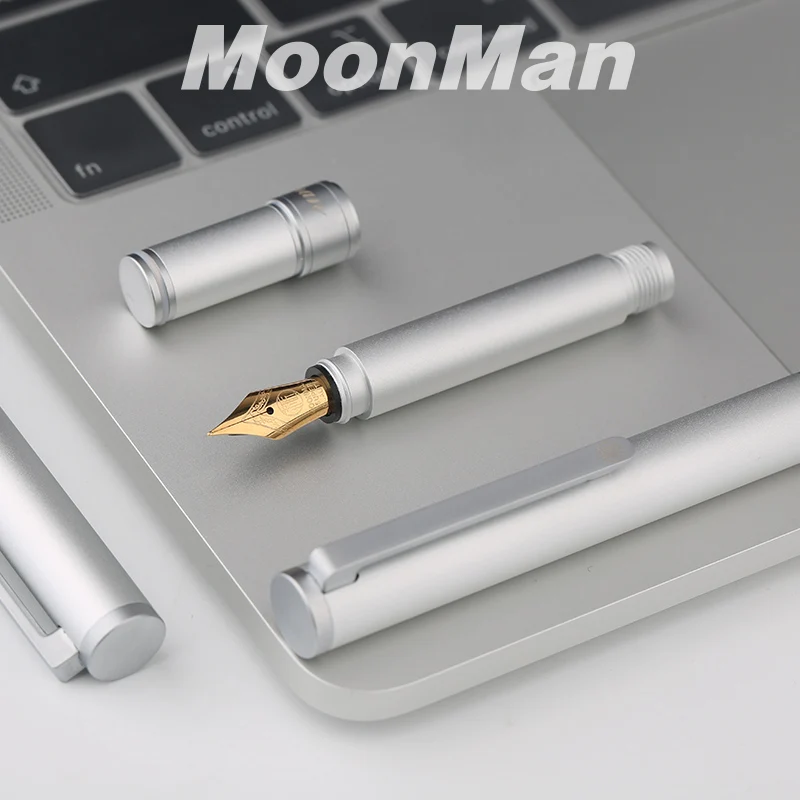 Moonman N1 креативный мини-перьевая ручка из алюминиевого сплава, стали, серебра, карманная короткая ручка, очень тонкая/тонкая 0,38/0,5 мм, модный подарок