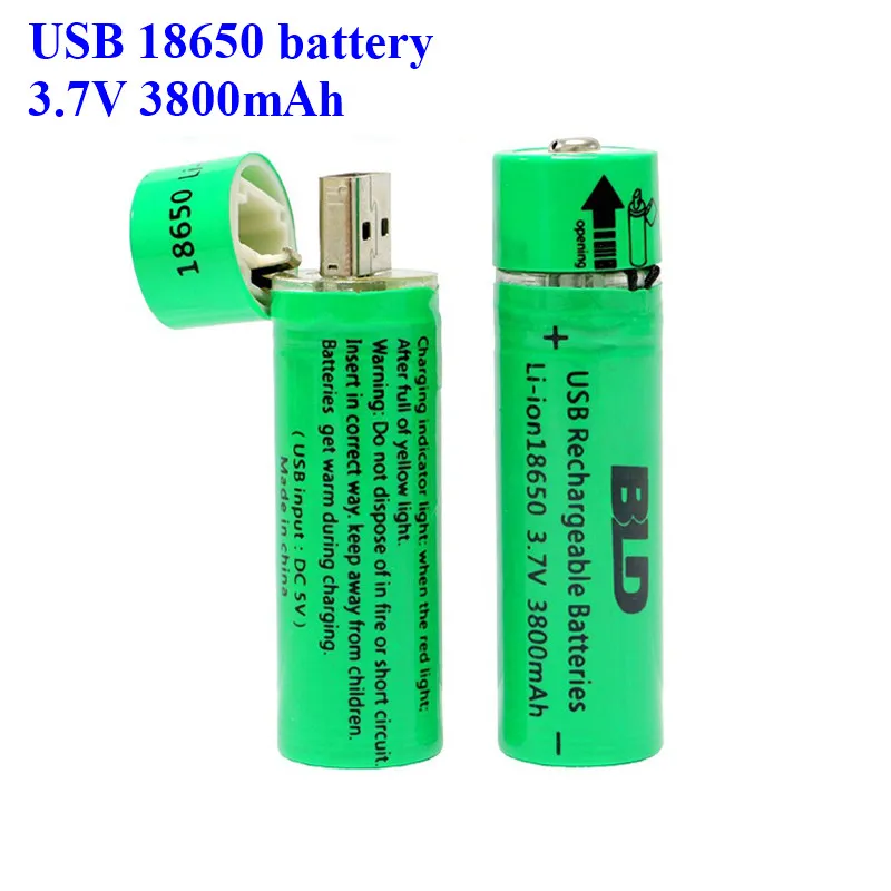 Низкая цена 3,7 V 18650 3800mAh литий-ионная USB аккумуляторная батарея USB интеллектуальная ячейка DC-Charging(1 шт