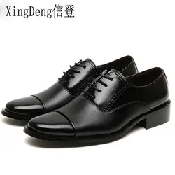 XingDeng низкие полуботинки, платье, обувь для Для мужчин повседневная обувь Бизнес для мужчин из искусственной кожи на шнуровке модельная