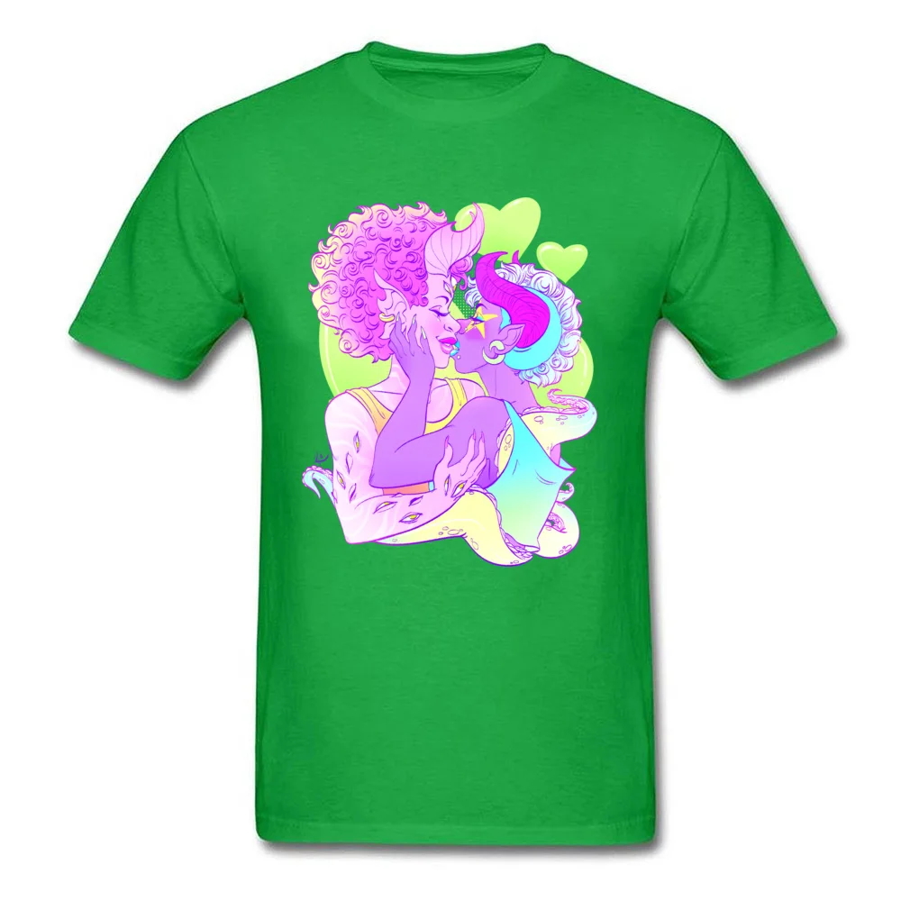 Demon Kiss 1 100% Cotton Student Short Sleeve Tops T Shirt Cool Autumn Tshirts Normal Tops & Tees Dominant Round Neck Demon Kiss 1 green