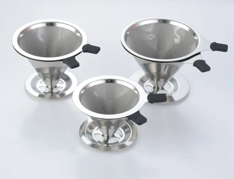 

Stainless Coffee Filter with Base Coffee Dripper Pour Over Coffee Maker Fine Mesh