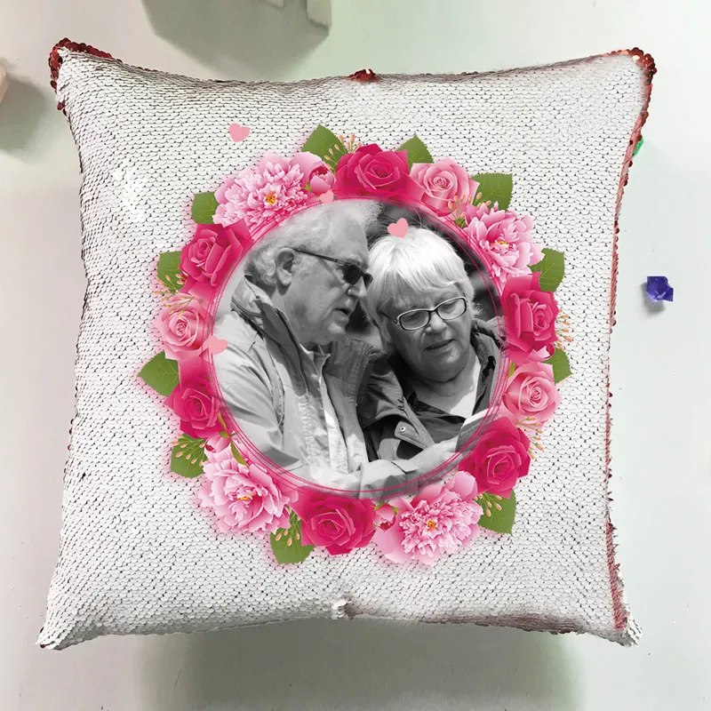  Diy Custom Photo Sofa Pillow Cover Cushion Heart Design Reversible Flip Sequin Cusion For Couch Decorative Pillowcase (4)